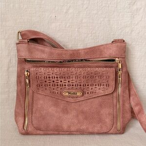 Vintage 90s Y2K MUDD Pleather Pink Crossbody Purse Floral Lining Bag